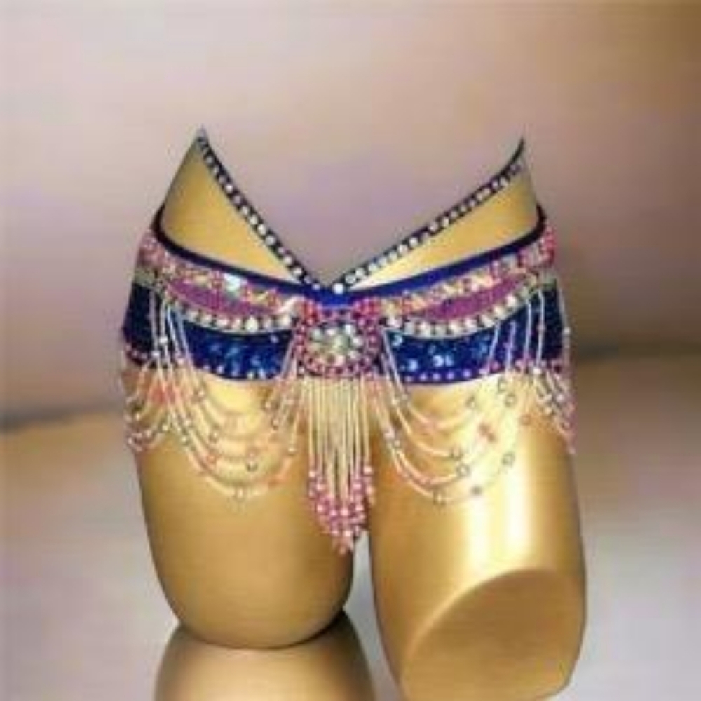 Royal Blue BellyDancing Belt Rave Costume Samba Carnival Skirt  Halloween Bottom